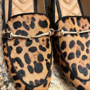 Rachel Zoe Animal Print Loafers with Gold Accent